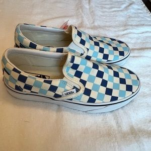 Vans checker blue & cream